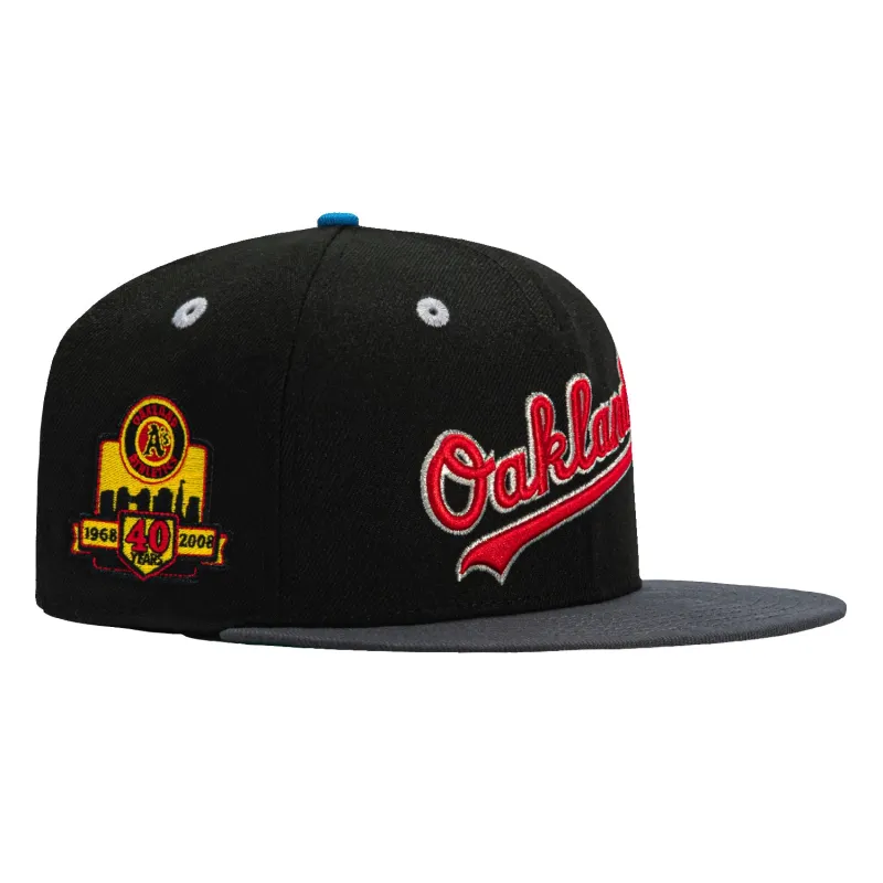 New Era 59Fifty Juneteenth Pack Oakland Athletics 40th Anniversary Patch Script Hat - Black, Graphite sold by Hat Club