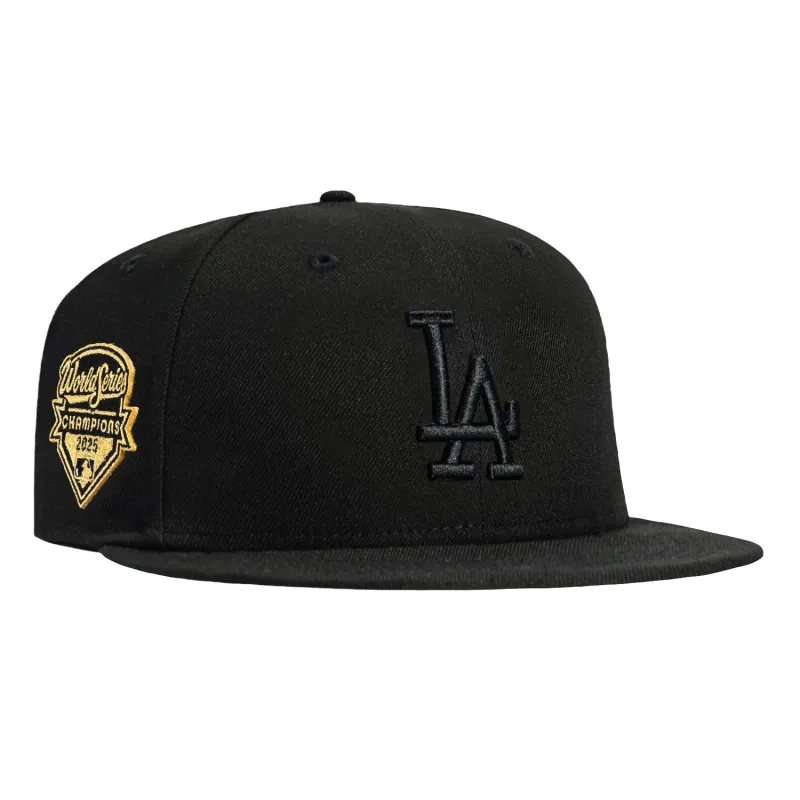 New Era 59Fifty Los Angeles Dodgers 2025 World Series Champions Patch Hat - Black, Gold sold by Hat Club