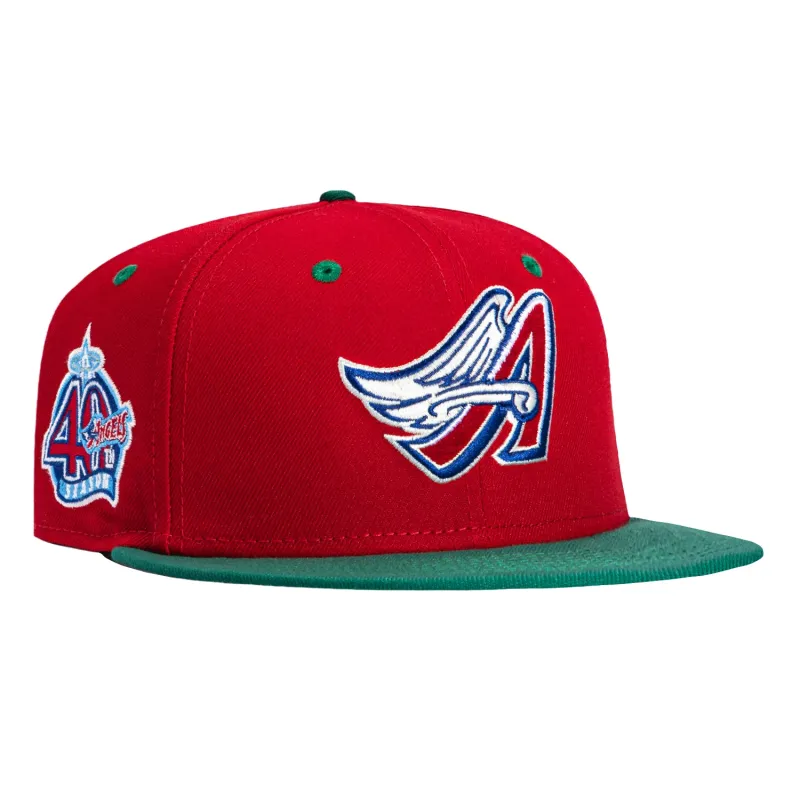 New Era 59Fifty Holiday Party Los Angeles Angels 40th Anniversary Patch 1997 Hat - Red, Kelly Green sold by Hat Club