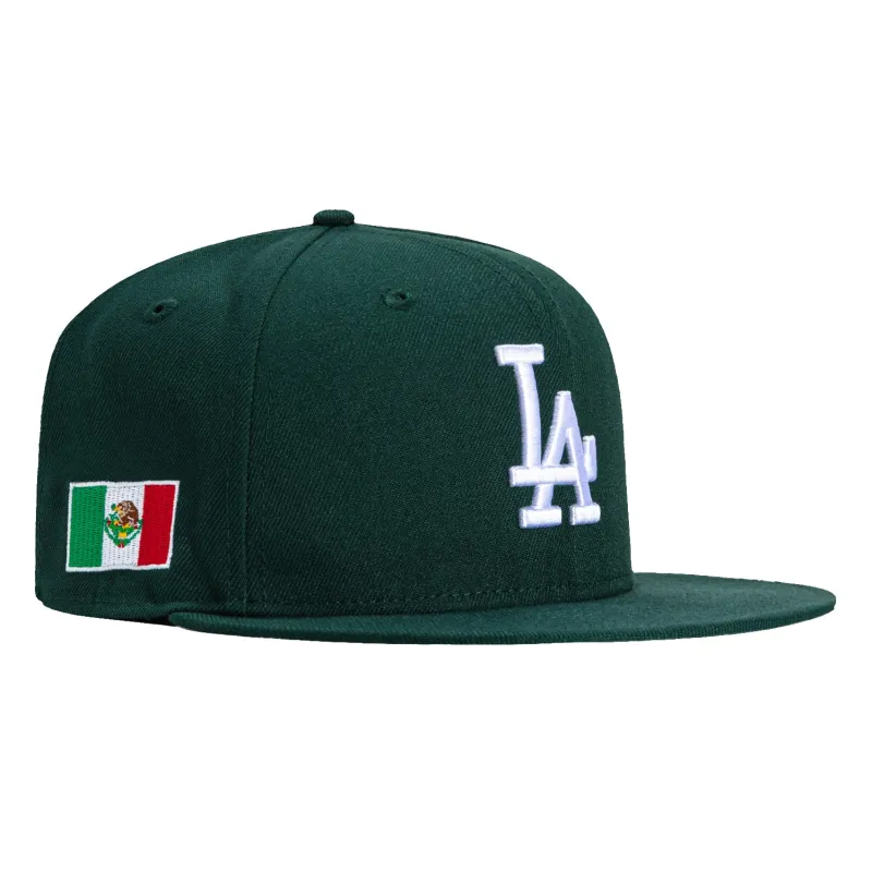 New Era 59Fifty Los Angeles Dodgers Mexico Flag Patch Hat - Green, White sold by Hat Club