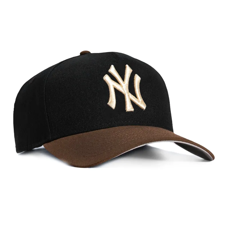 New Era 9Forty A-Frame New York Yankees Snapback Hat - Black, Brown, Ivory sold by Hat Club