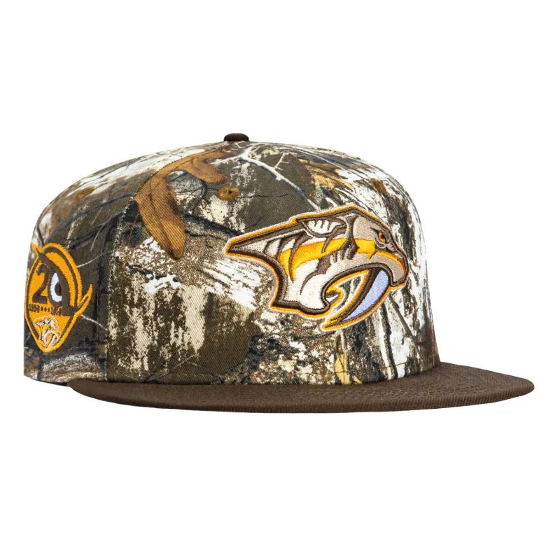 New Era 59Fifty Nashville Predators 20th Anniversary Patch Hat - Realtree, Brown sold by Hat Club