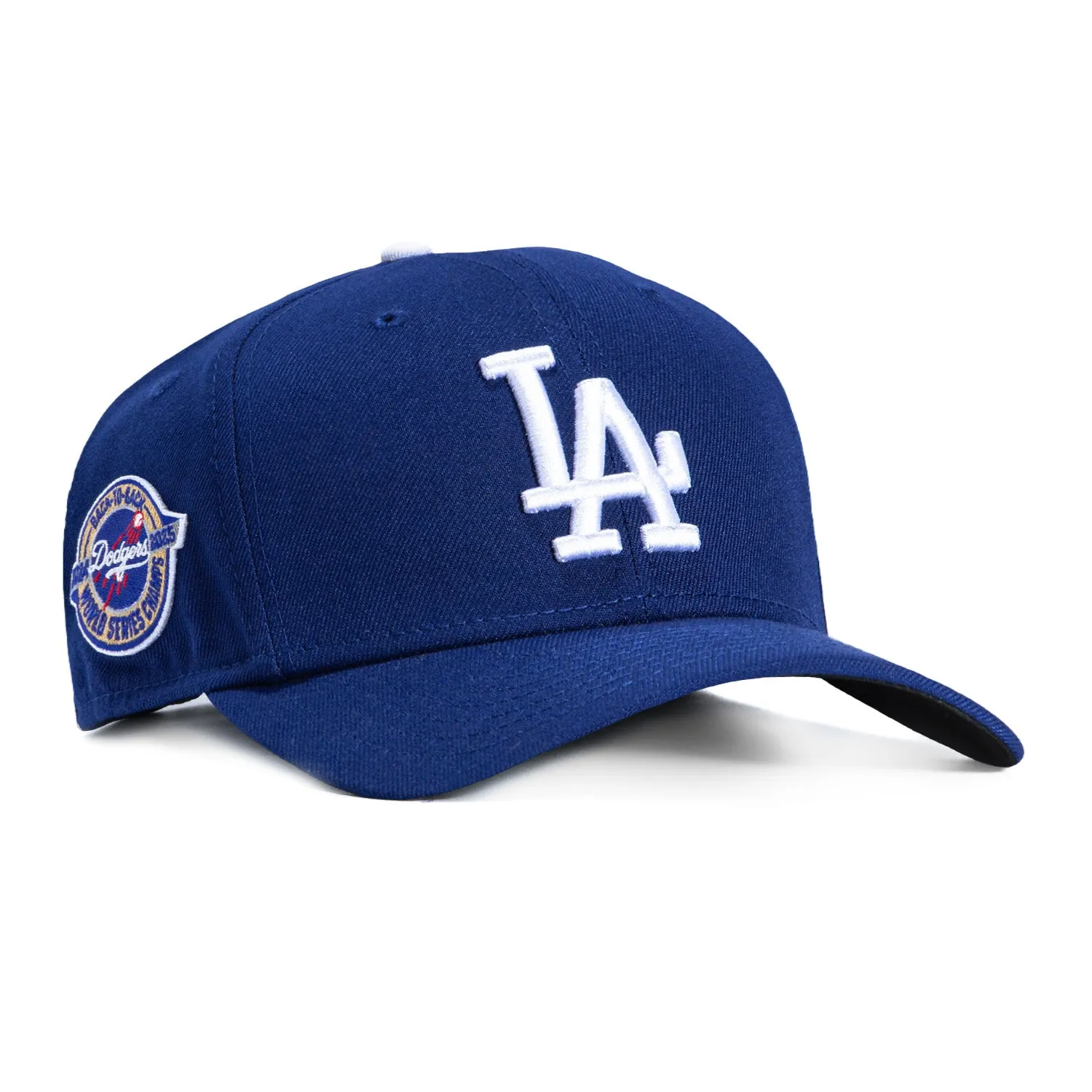 New Era 9Seventy Los Angeles Dodgers Back-To-Back World Series Champions Circle Patch Snapback Hat - Royal sold by Hat Club