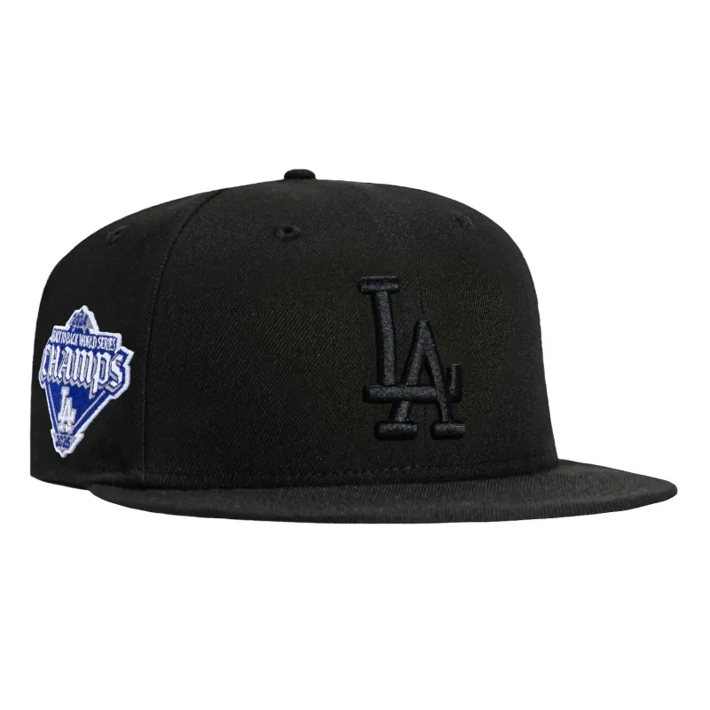 New Era 9Fifty A-Frame Los Angeles Dodgers Back-To-Back World Series Champions Diamond Patch Snapback Hat - Black, Black made by New Era