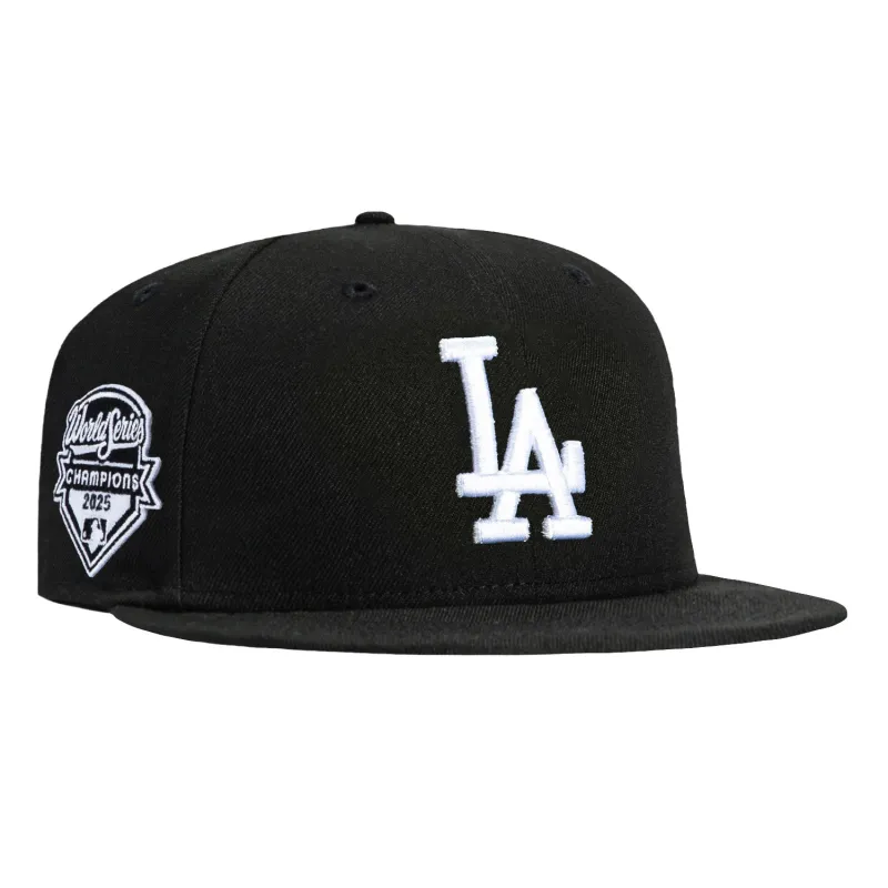 New Era 9Fifty Los Angeles Dodgers 2025 World Series Champions Patch Snapback Hat - Black, White made by New Era