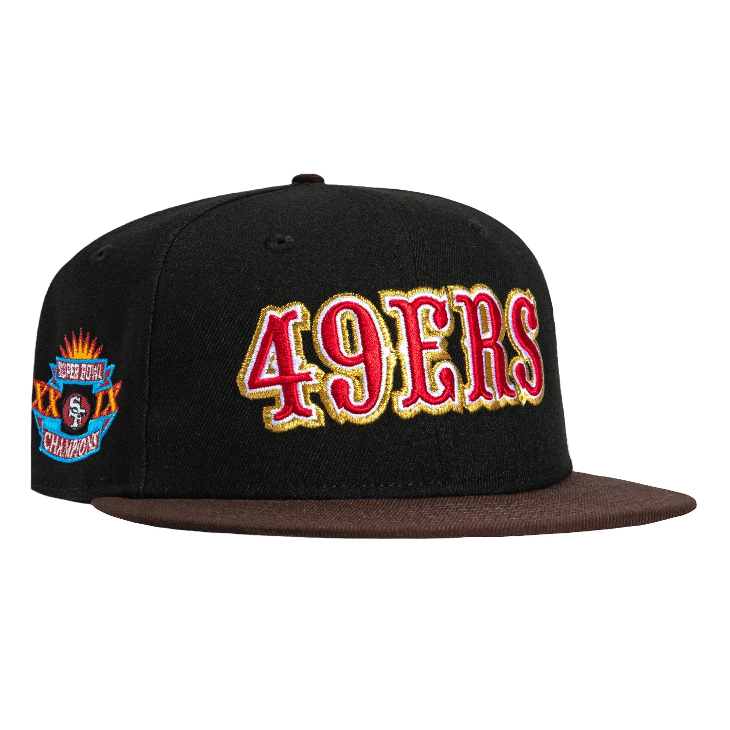 New Era 59Fifty San Francisco 49ers 1995 Super Bowl Champions Patch Word Hat - Black, Brown sold by Hat Club