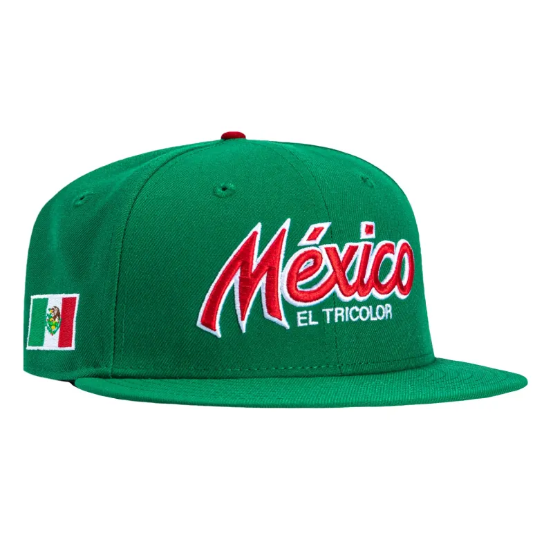 New Era 59Fifty Mexico El Tricolor Mexico Flag Patch Script Hat - Kelly Green sold by Hat Club