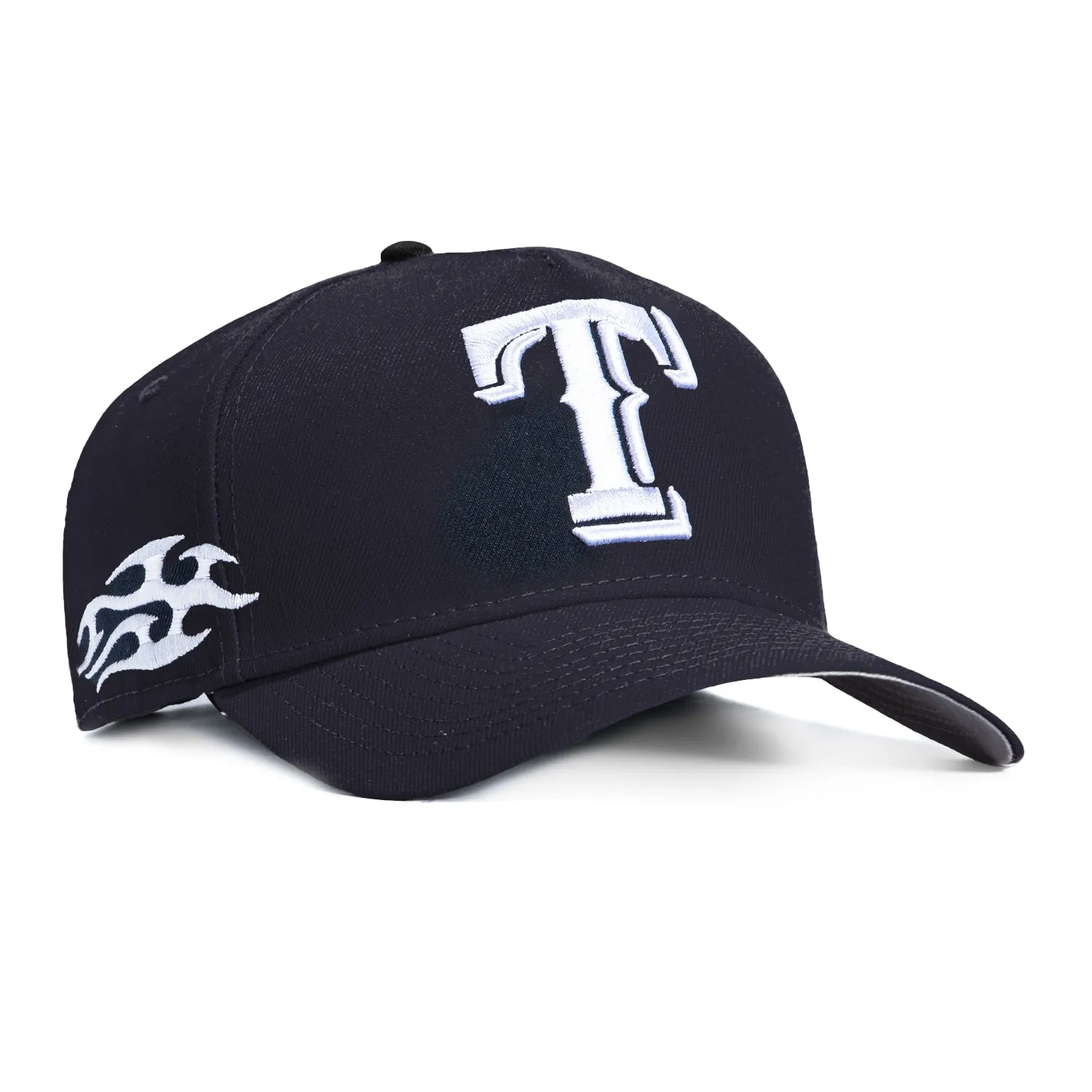 New Era 9Forty A-Frame Texas Rangers Tribal Tattoo Stitching Patch Snapback Hat - Navy, White sold by Hat Club