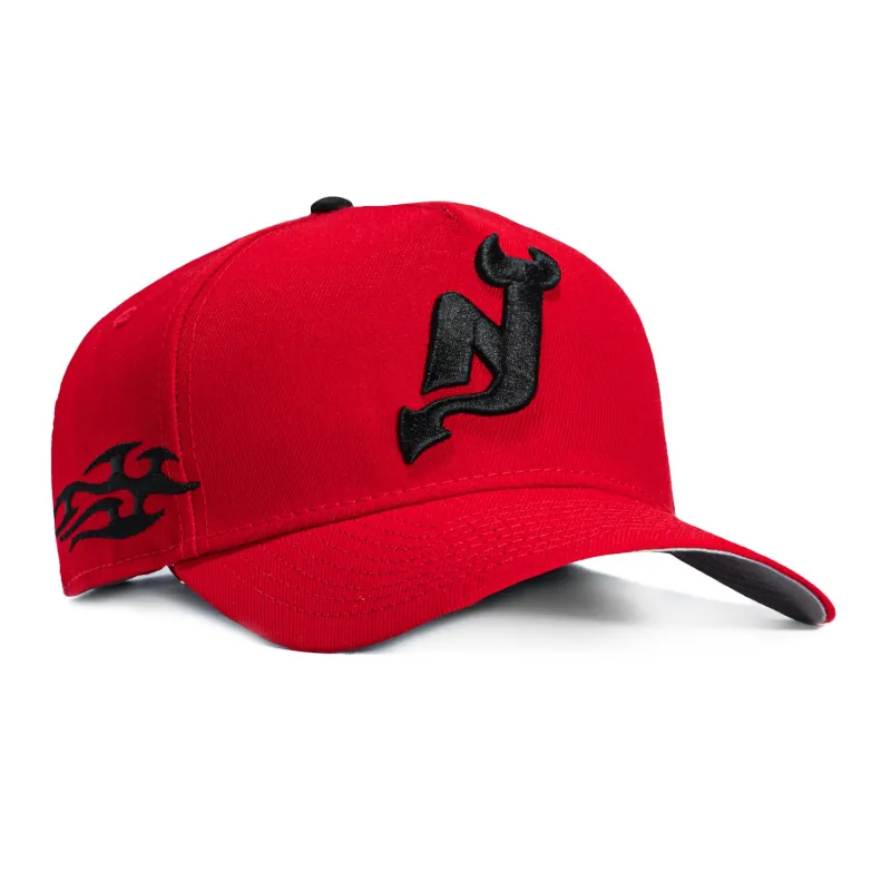 New Era 9Forty A-Frame New Jersey Devils Tribal Tattoo Stitching Patch Snapback Hat - Red, Black made by New Era