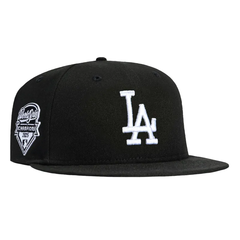 New Era 59Fifty Los Angeles Dodgers 2025 World Series Champions Patch Hat - Black, White sold by Hat Club