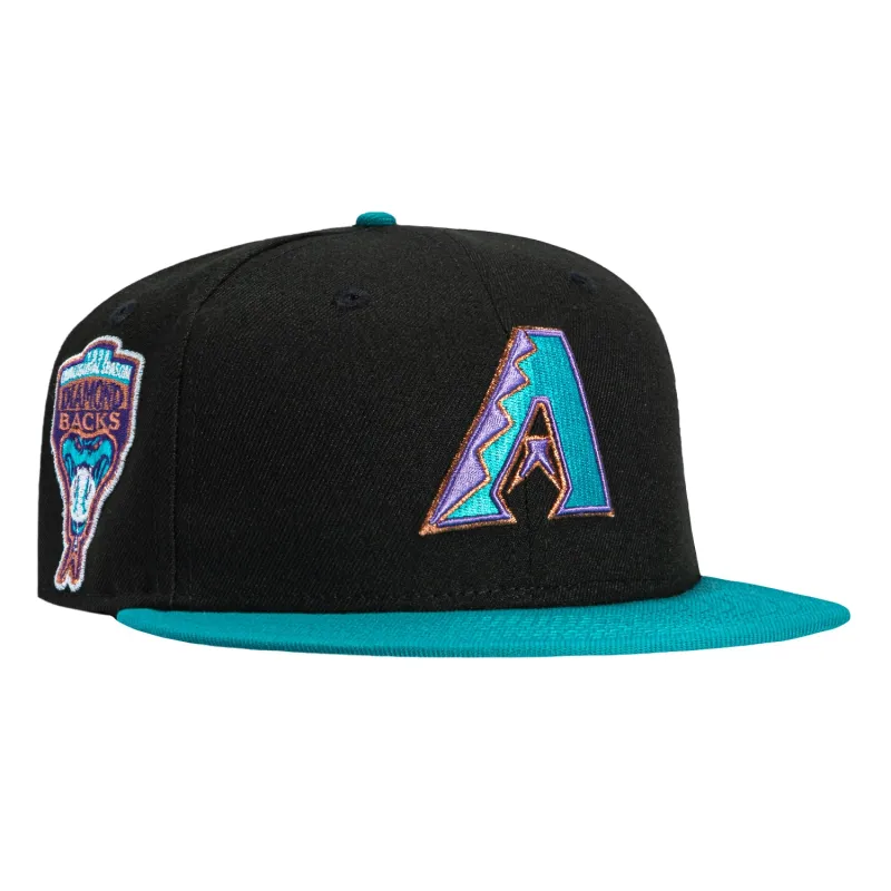 New Era 59Fifty Arizona Diamondbacks Inaugural Patch A Hat - Black, Teal, Metallic Copper made by New Era