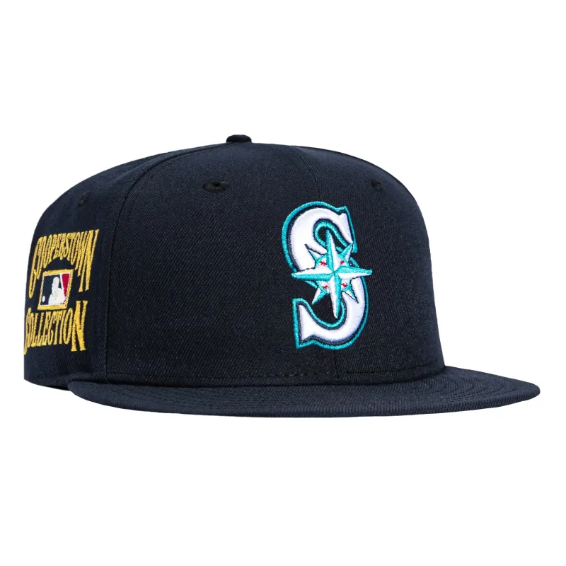 New Era 59Fifty Seattle Mariners Gold Cooperstown Collection Patch Hat - Navy made by New Era