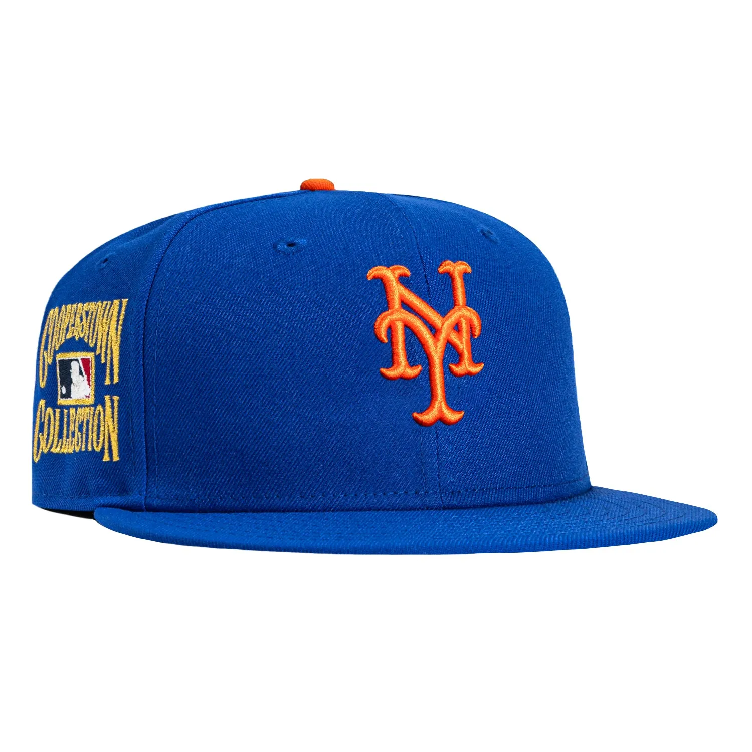 New Era 59Fifty New York Mets Gold Cooperstown Collection Patch Hat - Royal sold by Hat Club