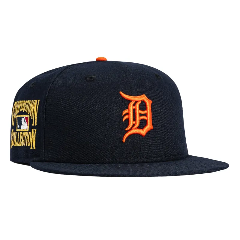 New Era 59Fifty Detroit Tigers Gold Cooperstown Collection Patch Hat - Navy, Orange made by New Era