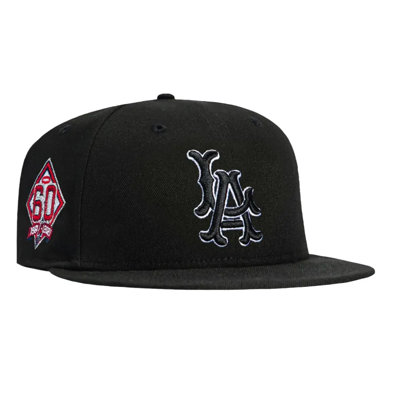 New Era 59Fifty Los Angeles Angels 60th Anniversary Patch 1961 Hat - Black, White sold by Hat Club