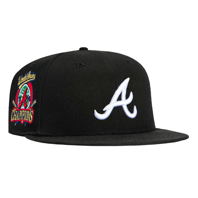 New Era 59Fifty Atlanta Braves 1995 World Series Champions Patch Hat - Black, White made by New Era