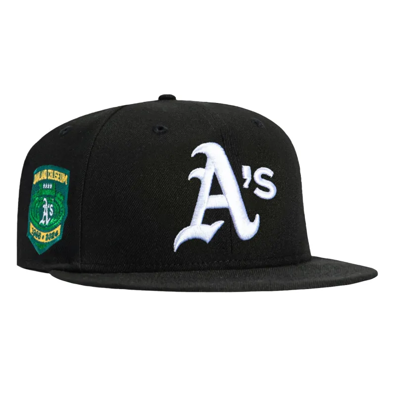 New Era 59Fifty Oakland Athletics Final Season Patch Hat - Black, White made by New Era