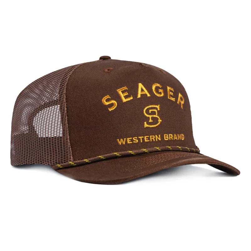 Seager Western Brand Trucker Snapback Hat - Brown sold by Hat Club