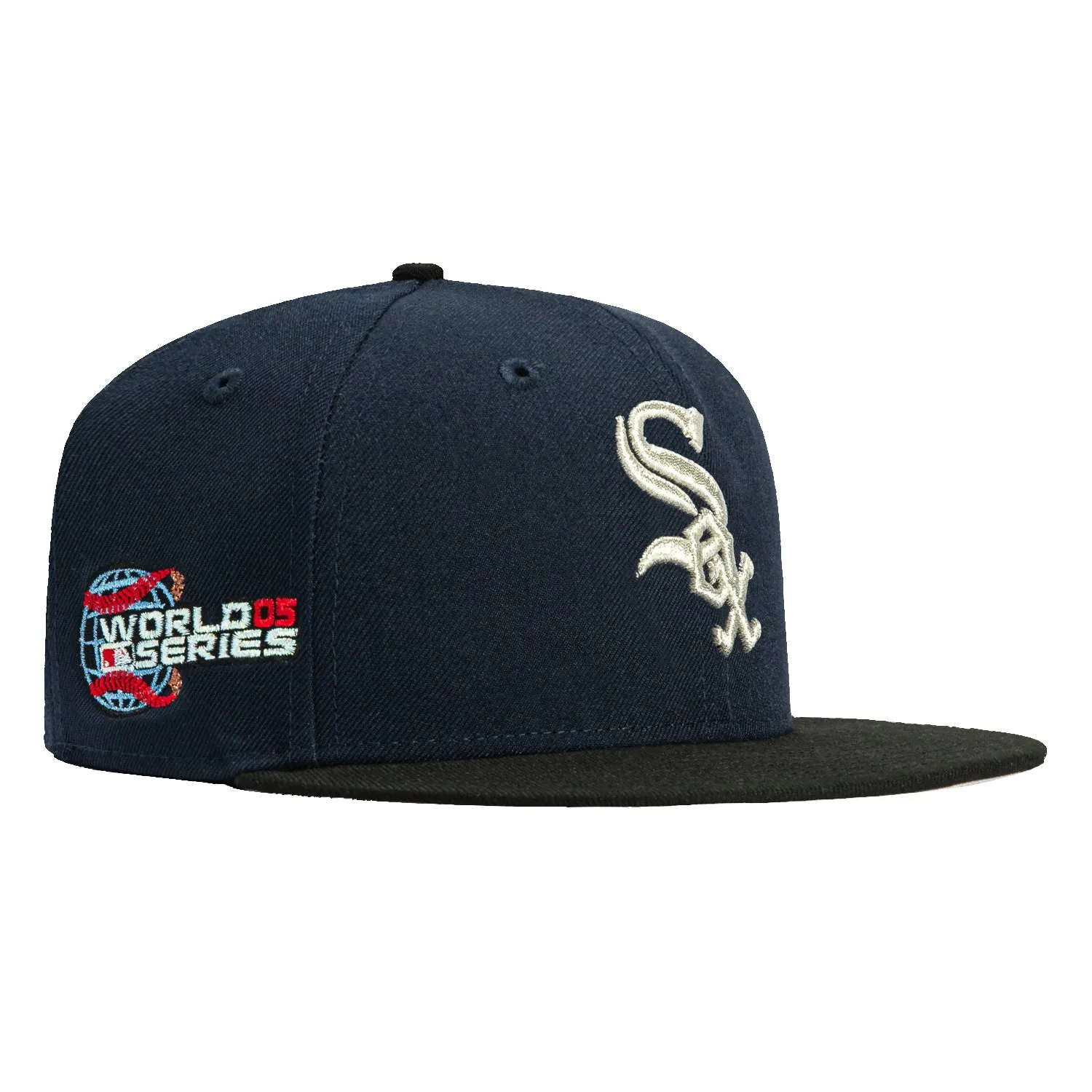 New Era 59Fifty Chicago White Sox 2005 World Series Patch Hat - Navy, Black, Metallic Silver sold by Hat Club