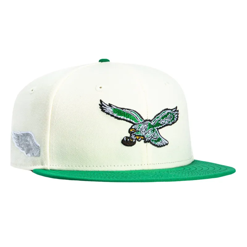 New Era 59Fifty Philadelphia Eagles Wing Patch 1989 Hat - White, Kelly Green sold by Hat Club