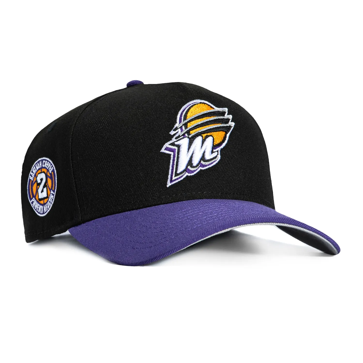 New Era 9Forty A-Frame Phoenix Mercury Kahleah Copper Circle Patch Snapback Hat - Black, Purple sold by Hat Club
