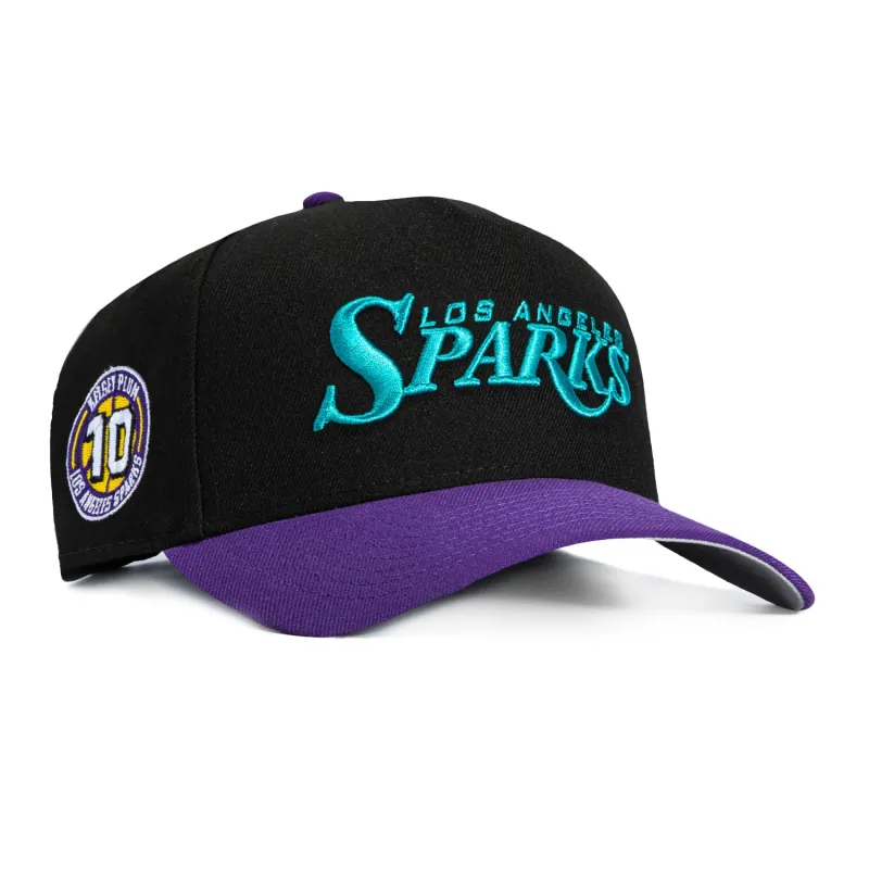 New Era 9Forty A-Frame Los Angeles Sparks Kelsey Plum Circle Patch Snapback Hat - Black, Purple made by New Era