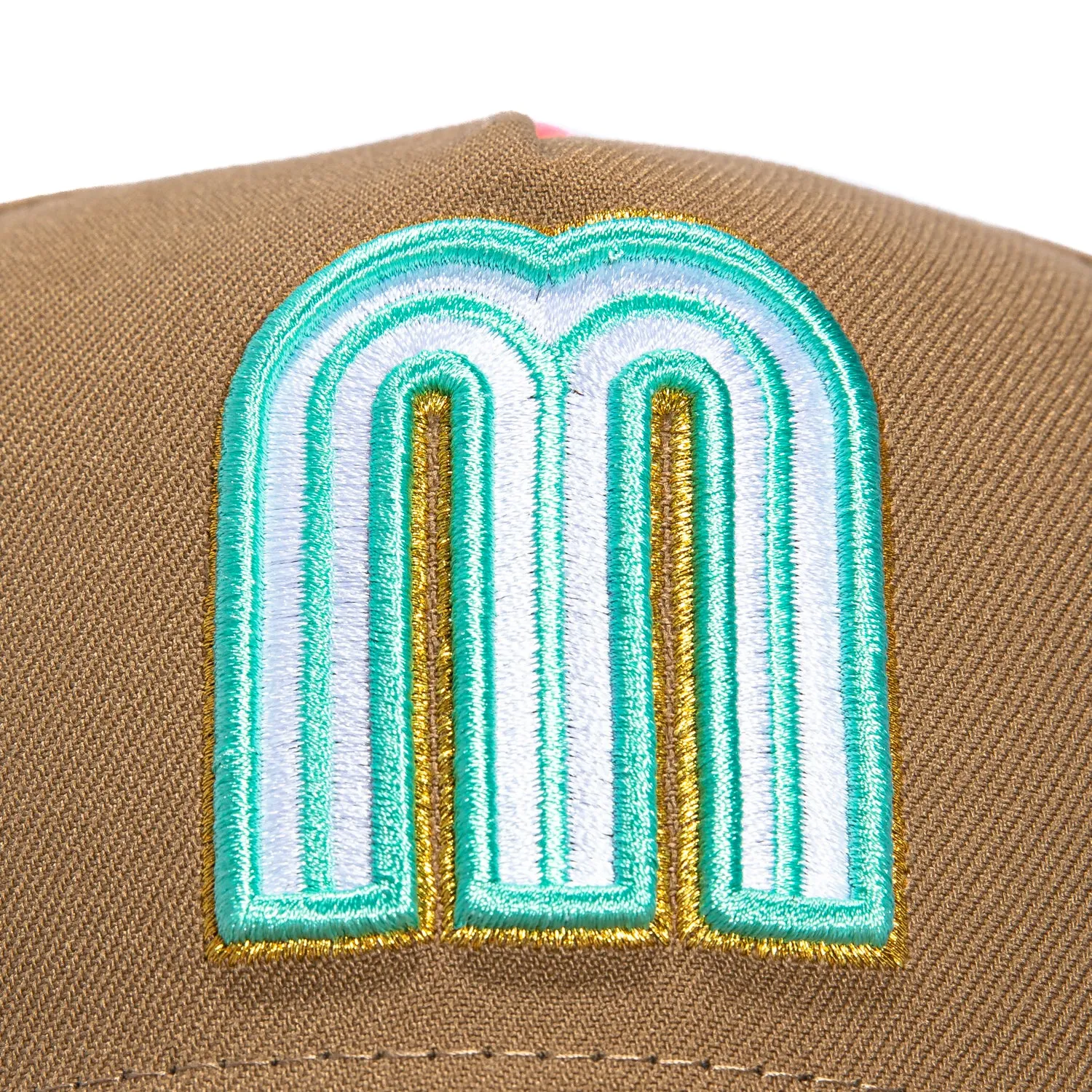 New Era 9Forty A-Frame Mexico World Baseball Classic Mexico Flag Patch Snapback Hat - Khaki, Mint, Metallic Gold sold by Hat Club product image thumbnail 3