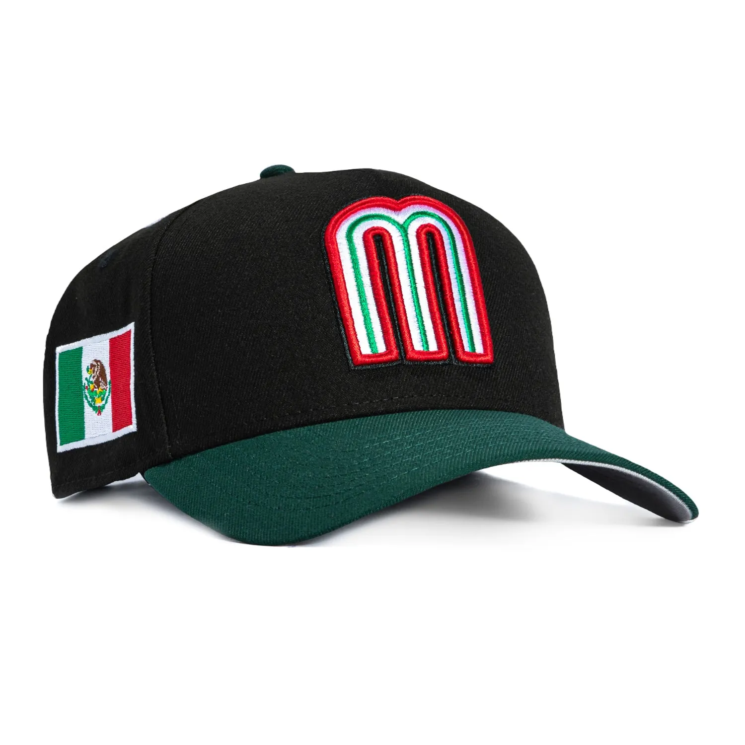 New Era 9Forty A-Frame Mexico World Baseball Classic Mexico Flag Patch Snapback Hat - Black, Green sold by Hat Club