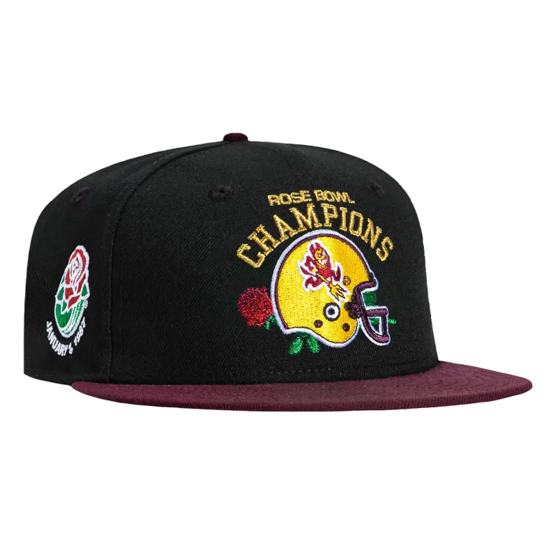 New Era 59Fifty Arizona State Sun Devils 1987 Rose Bowl Patch Rose Bowl Champions Hat - Black, Maroon made by New Era