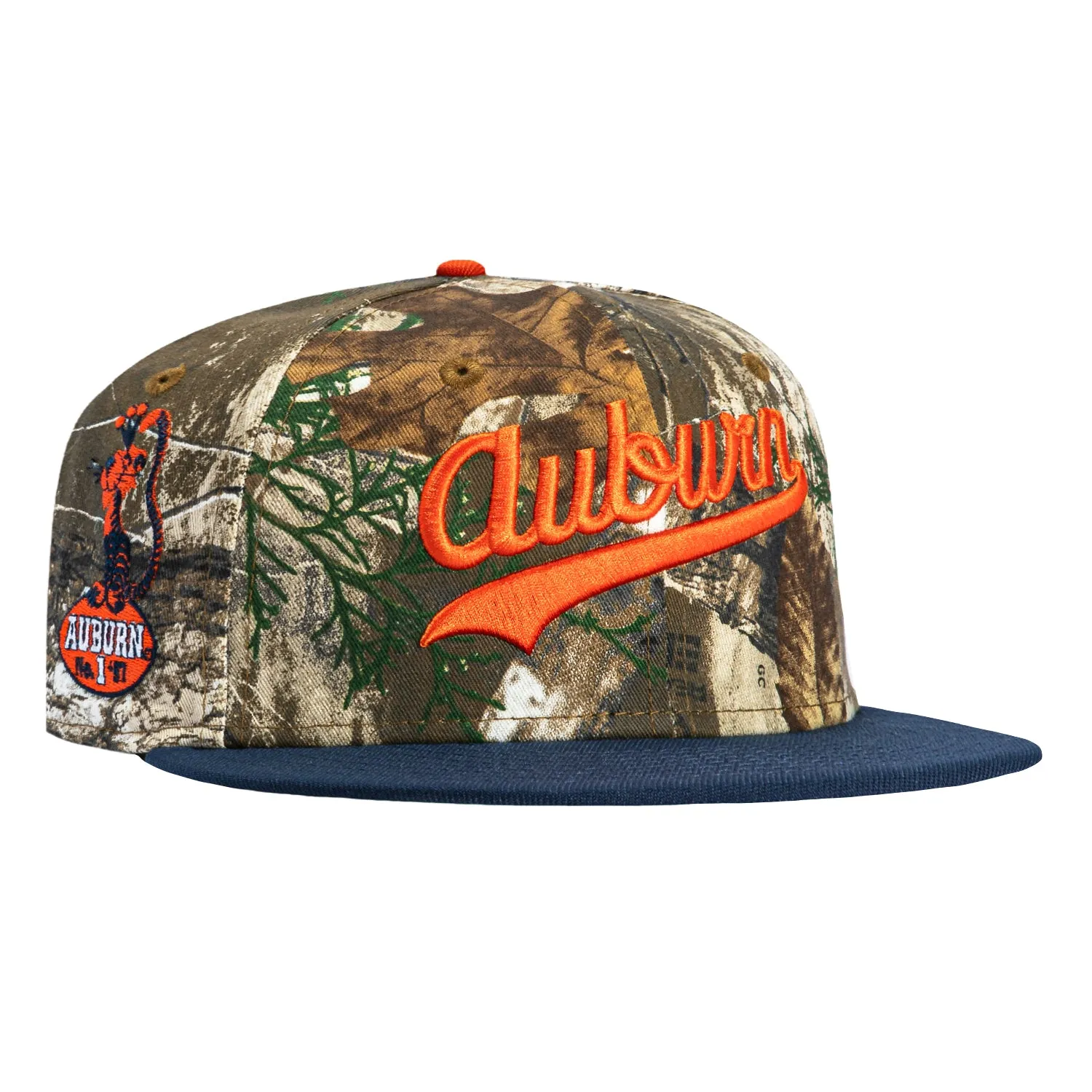 New Era 59Fifty Auburn Tigers 1957 National Champions Patch Script Hat - Realtree, Navy sold by Hat Club