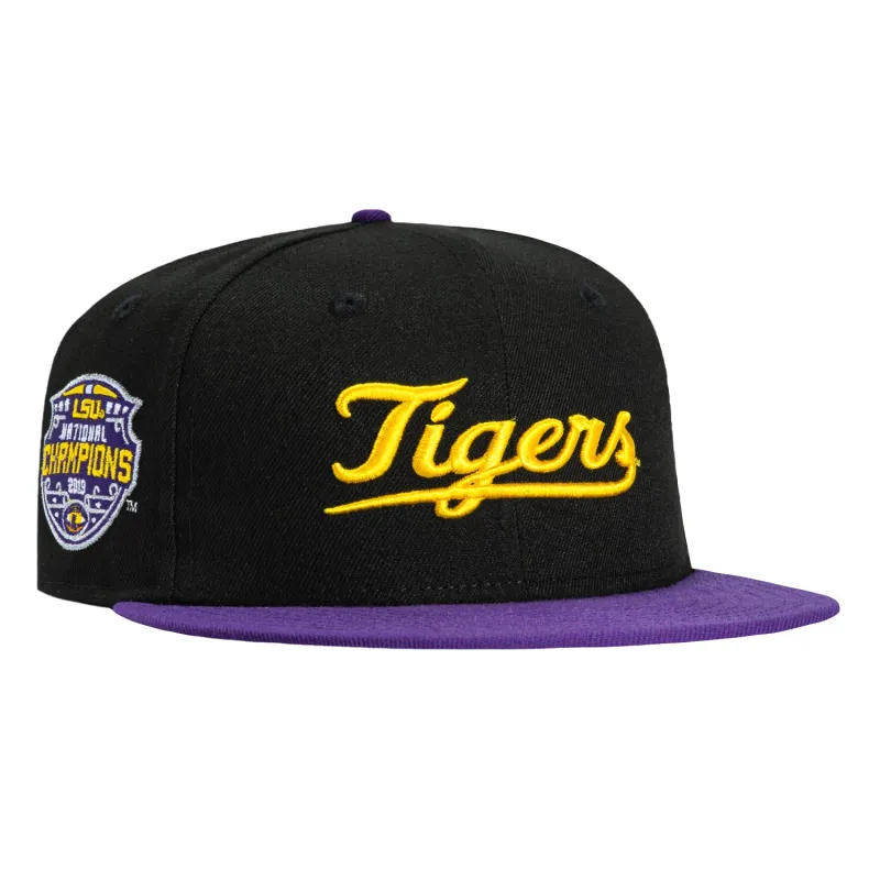 New Era 59Fifty LSU Tigers 2019 National Champions Patch Script Hat - Black, Purple sold by Hat Club