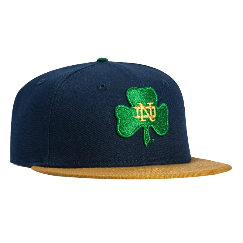 New Era 59Fifty Notre Dame Fighting Irish Shamrock Hat - Navy, Gold made by New Era