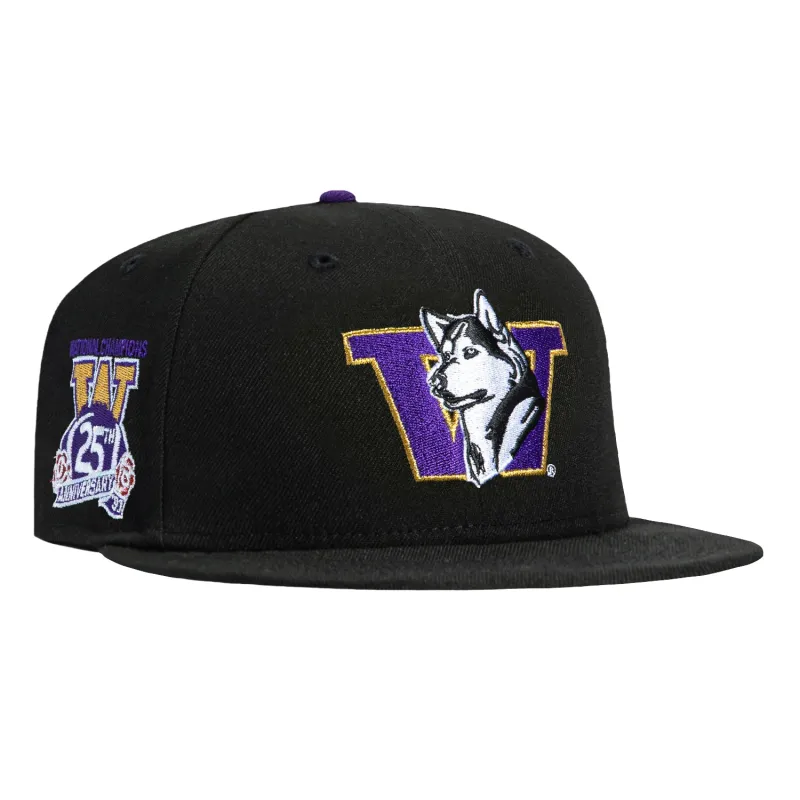 New Era 59Fifty Washington Huskies 25th Anniversary Patch Hat - Black sold by Hat Club