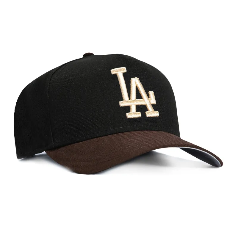 New Era 9Forty A-Frame Los Angeles Dodgers Snapback Hat - Black, Brown, Ivory sold by Hat Club