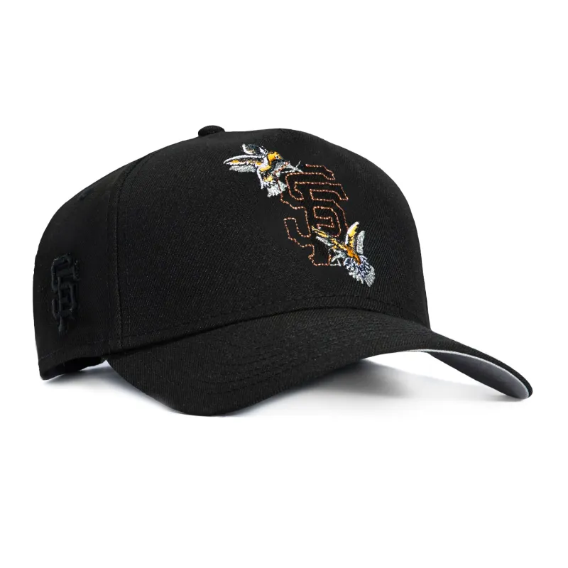 New Era 9Forty A-Frame San Francisco Giants Logo Patch Bird Stitch Snapback Hat - Black sold by Hat Club
