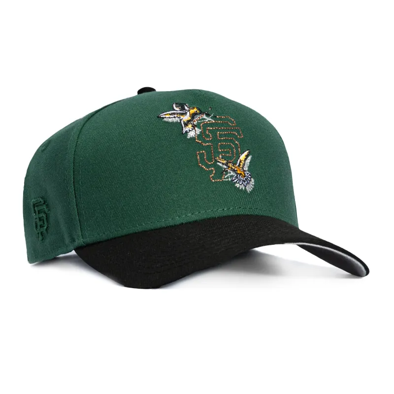 New Era 9Forty A-Frame San Francisco Giants Logo Patch Bird Stitch Snapback Hat - Green, Black sold by Hat Club