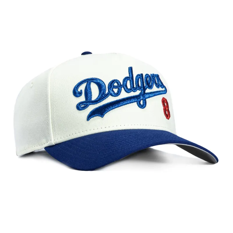 New Era 9Forty A-Frame Los Angeles Dodgers Script 8 Snapback Hat - White, Royal sold by Hat Club