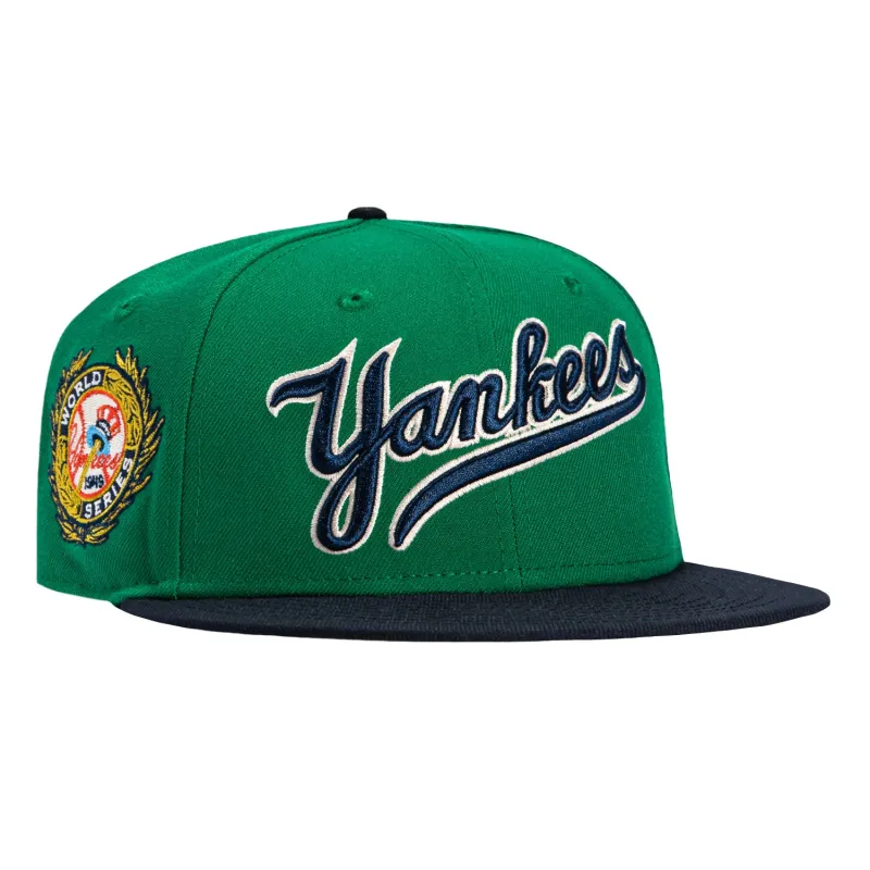 New Era 59Fifty New York Yankees 1949 World Series Patch Script Pink UV Hat - Kelly, Navy sold by Hat Club