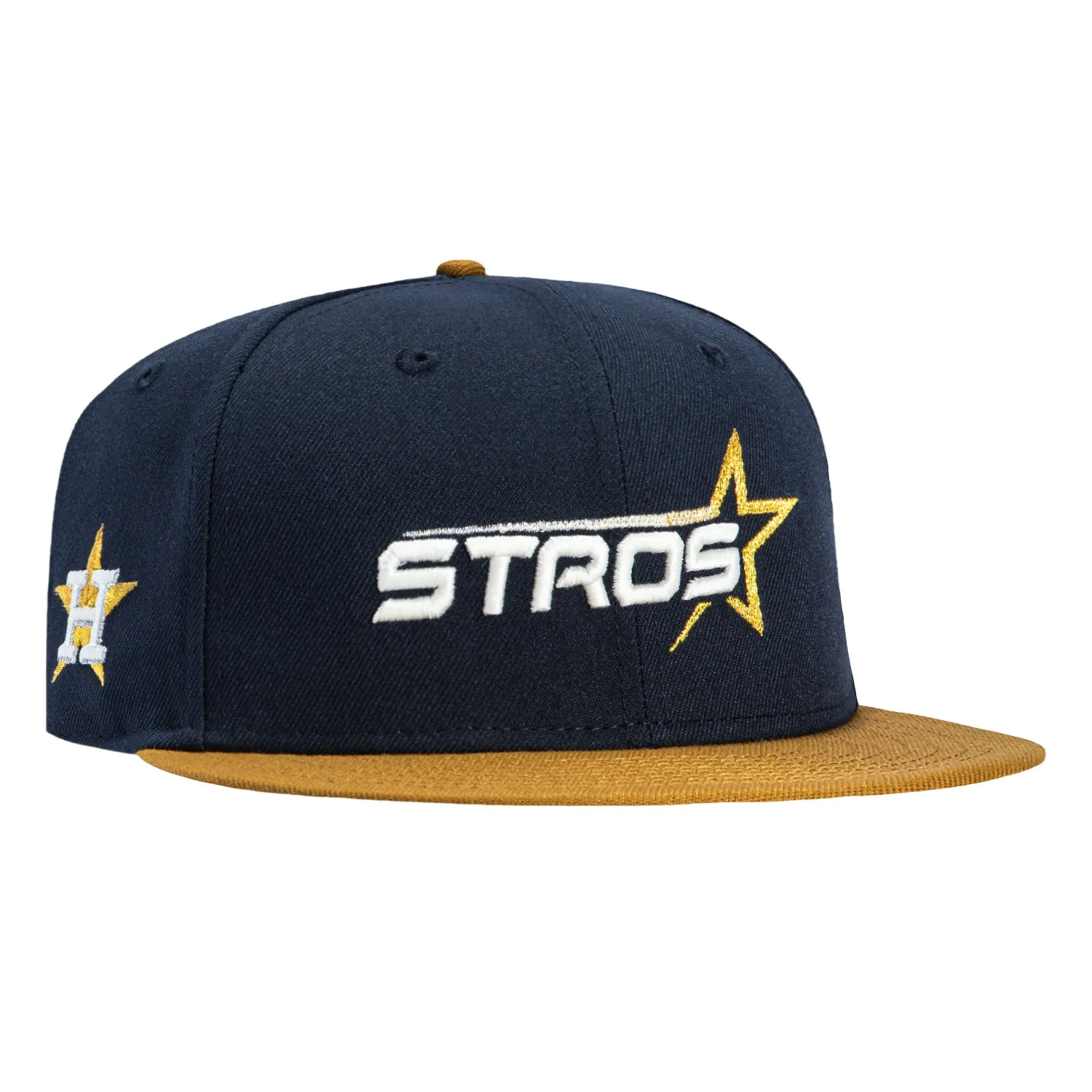 New Era 59Fifty Houston Astros Logo Patch Stros Word Hat - Navy, Gold sold by Hat Club