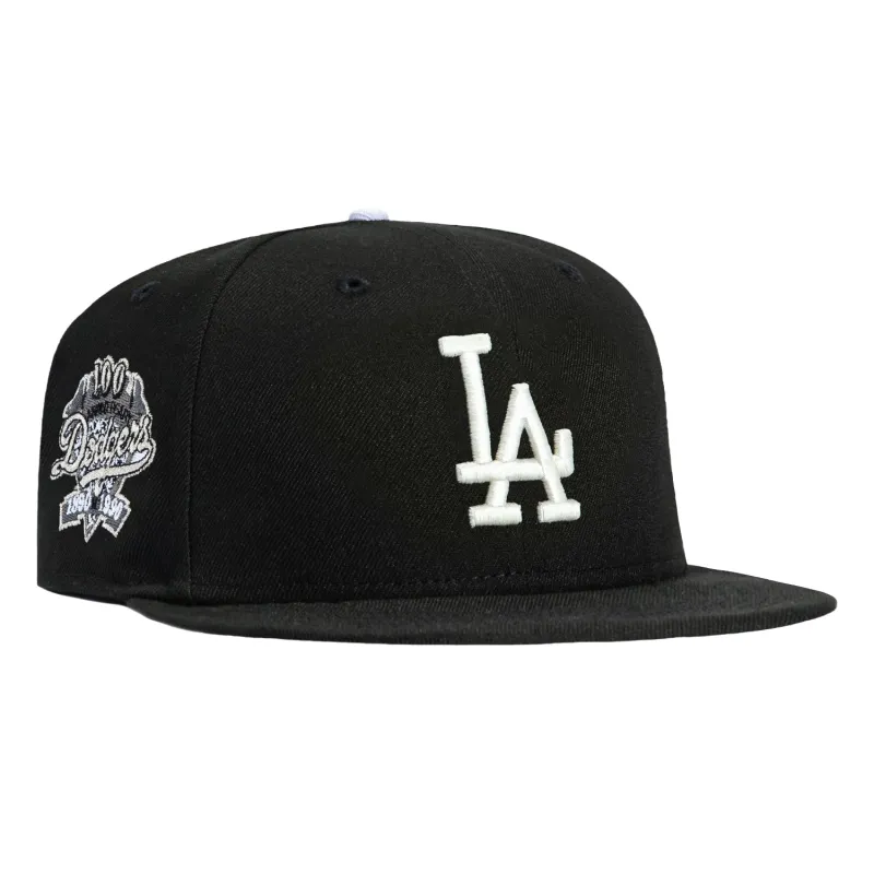 New Era 59Fifty TV Static Los Angeles Dodgers 100th Anniversary Patch Glow in the Dark Hat - Black made by New Era