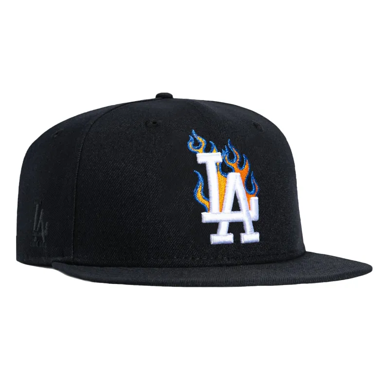 New Era 59Fifty Los Angeles Dodgers Logo Patch Flame Hat - Black, Orange, Royal sold by Hat Club