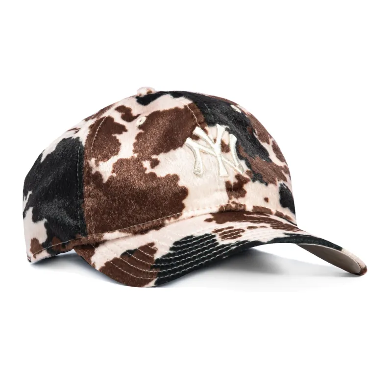 New Era 9Twenty Cow Animal Print Faux Fur New York Yankees Strapback Hat - Black, Brown, Ivory sold by Hat Club