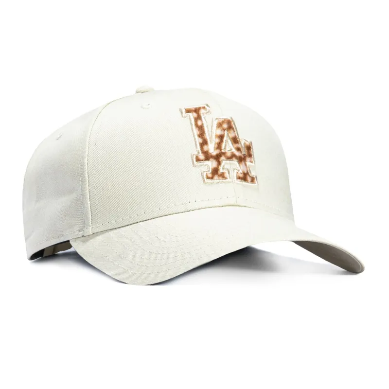 New Era 9Forty Animal Print Faux Fur Fill Los Angeles Dodgers Strapback Hat - Ivory, Khaki made by New Era