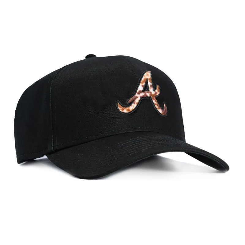 New Era 9Forty Animal Print Faux Fur Fill Atlanta Braves Strapback Hat - Black made by New Era