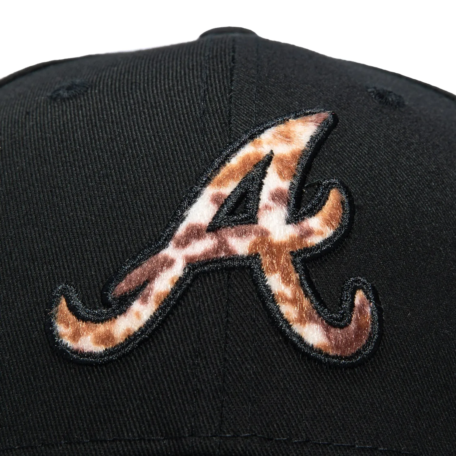 New Era 9Forty Animal Print Faux Fur Fill Atlanta Braves Strapback Hat - Black sold by Hat Club product image thumbnail 3