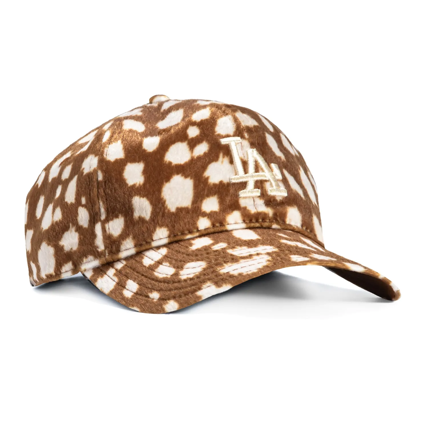 New Era 9Twenty Giraffe Animal Print Faux Fur Los Angeles Dodgers Strapback Hat - Khaki, Ivory sold by Hat Club