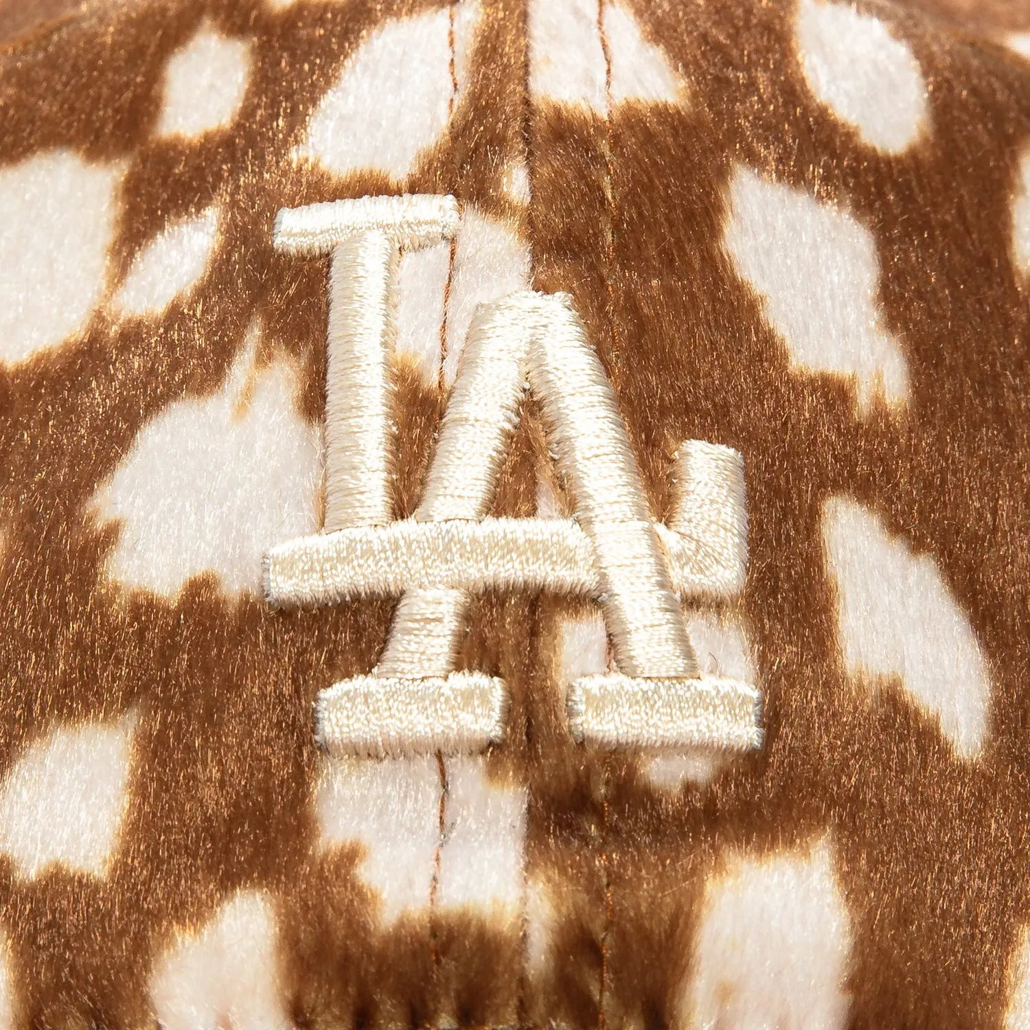 New Era 9Twenty Giraffe Animal Print Faux Fur Los Angeles Dodgers Strapback Hat - Khaki, Ivory sold by Hat Club product image thumbnail 3