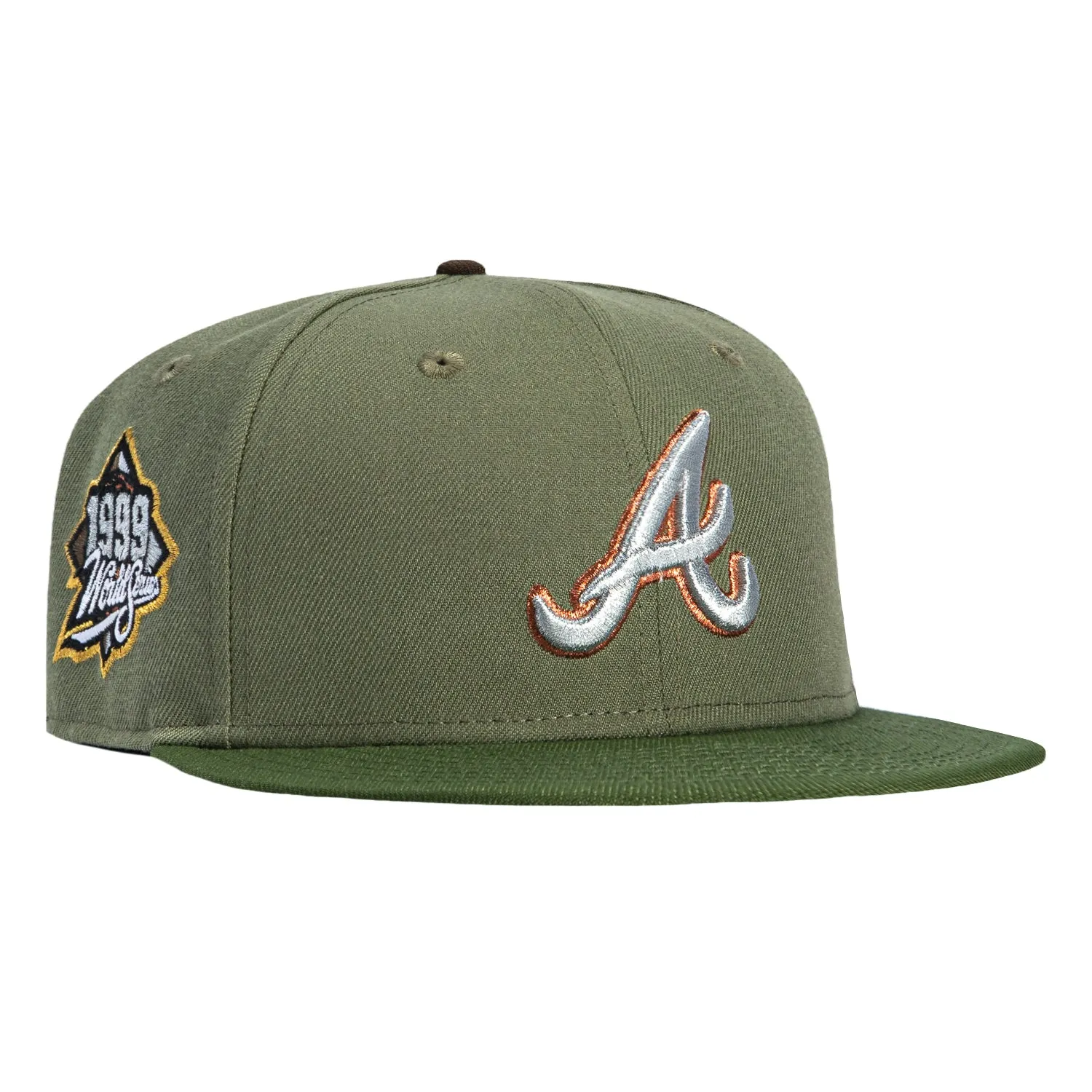 New Era 59Fifty Atlanta Braves 1999 World Series Patch Hat - Olive, Green sold by Hat Club