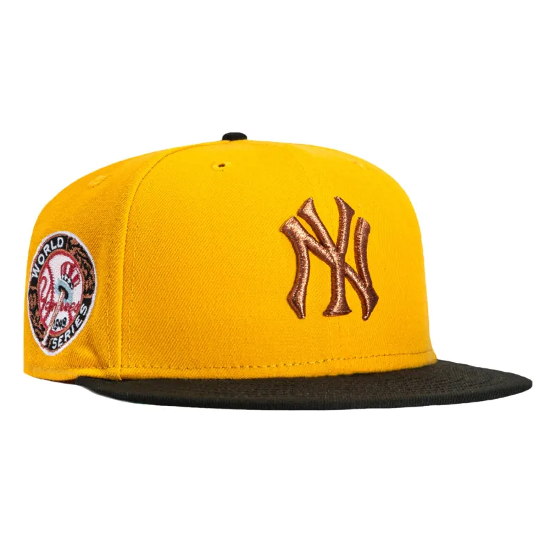 New Era 59Fifty New York Yankees 1949 World Series Patch Hat - Gold, Black sold by Hat Club