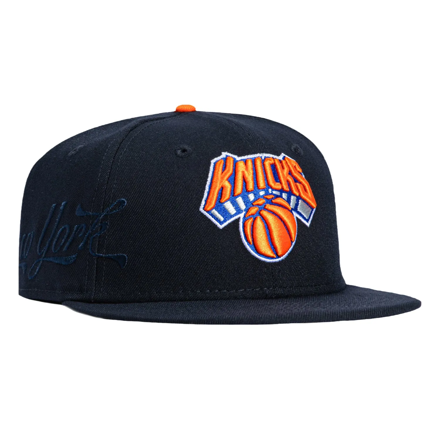 New Era 59Fifty Side Script New York Knicks Script Patch Hat - Navy sold by Hat Club